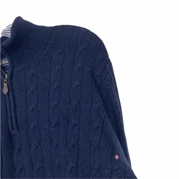 Brooks brothers navy lambswool 1/4 zip sweater Sz L - Picture 3 of 6